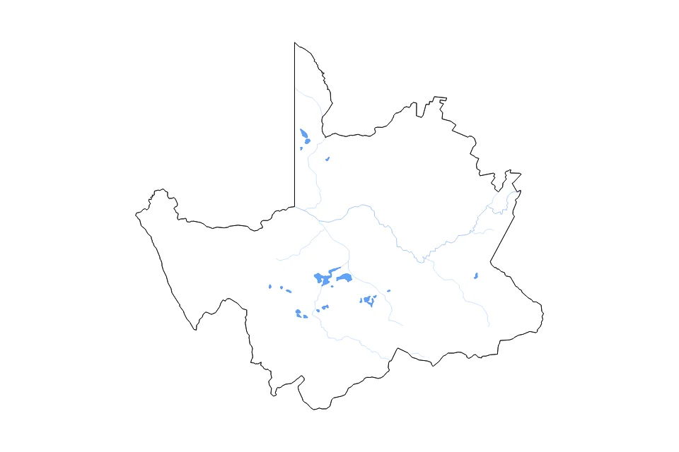 Carte de Northern Cape de type contour, lacs et rivières pour Afrique, montrant contour, lacs et rivières avec des éléments hydrographiques comme Grootvloer, Verneukpan, et Hakskeen Pan.