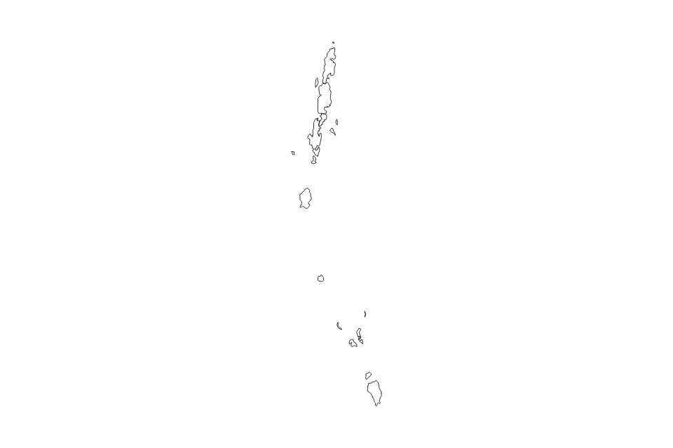Carte de Andaman And Nicobar Islands de type contour pour Asie, montrant contour avec des limites nettes.