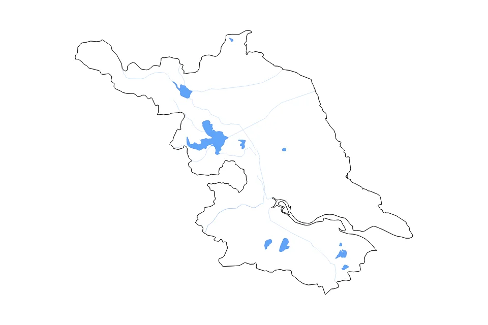 Carte de Jiangsu de type contour, lacs et rivières pour Asie, montrant contour, lacs et rivières avec des éléments hydrographiques comme Hongze Hu, Luoma Hu, et Ge Hu.