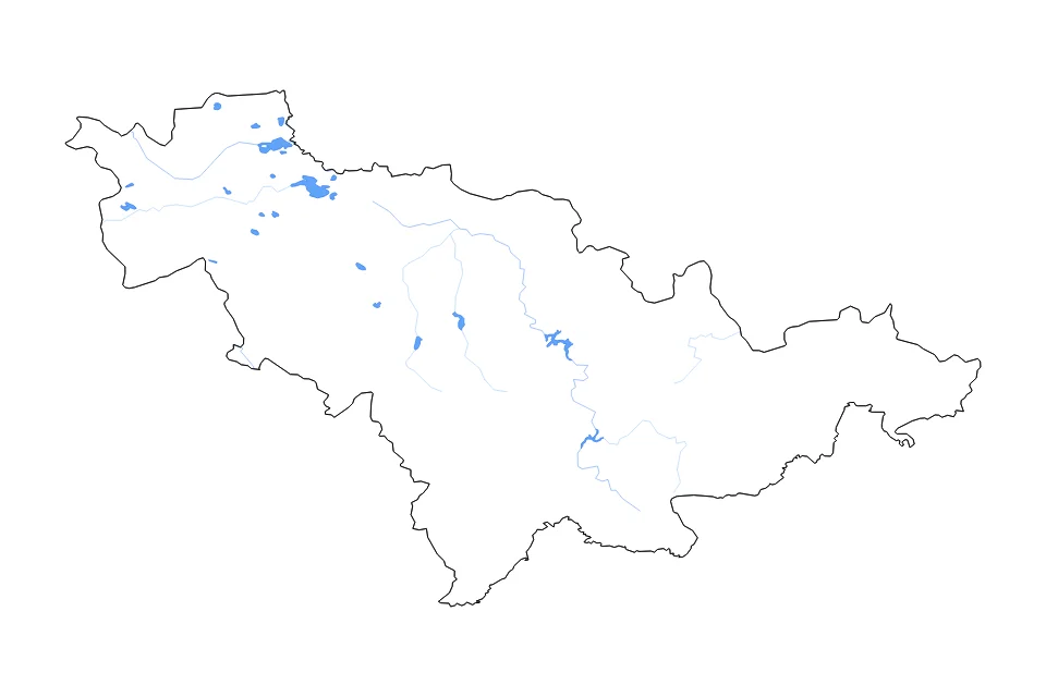 Mapa de Jilin de tipo contorno, lagos y ríos para Asia, con contorno, lagos y ríos con elementos de agua como Qagan Nur, Yueliang Pao, y Songhua Hu.