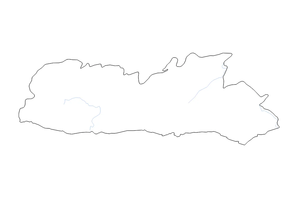 Carte de Meghalaya de type contour et rivières pour Asie, montrant contour et rivières avec des limites nettes.