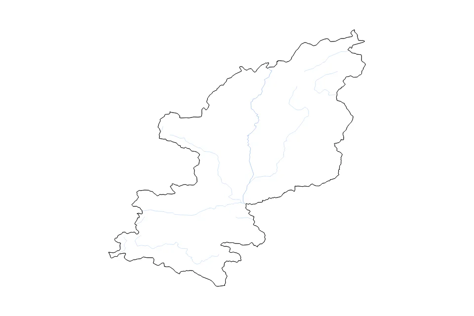 Mapa de Shanxi de tipo contorno y ríos para Asia, con contorno y ríos con límites limpios.