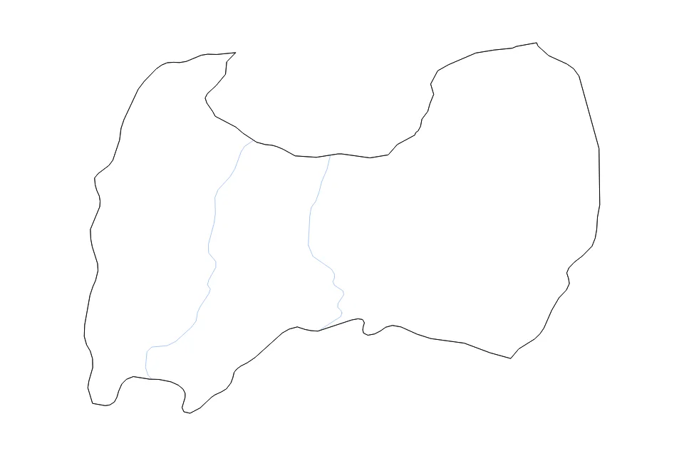 Mapa de Toyama de tipo contorno y ríos para Asia, con contorno y ríos con límites limpios.