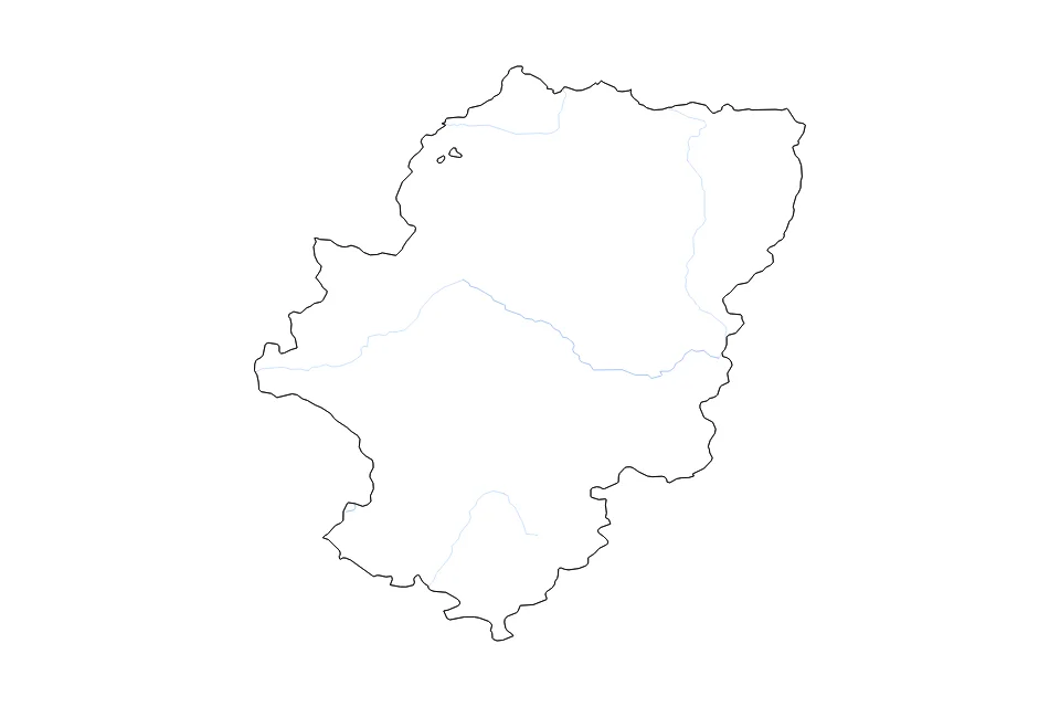 Mapa de Aragon de tipo contorno y ríos para Europa, con contorno y ríos con límites limpios.