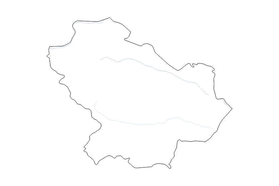 Carte de Basilicata de type contour et rivières pour Europe, montrant contour et rivières avec des limites nettes.