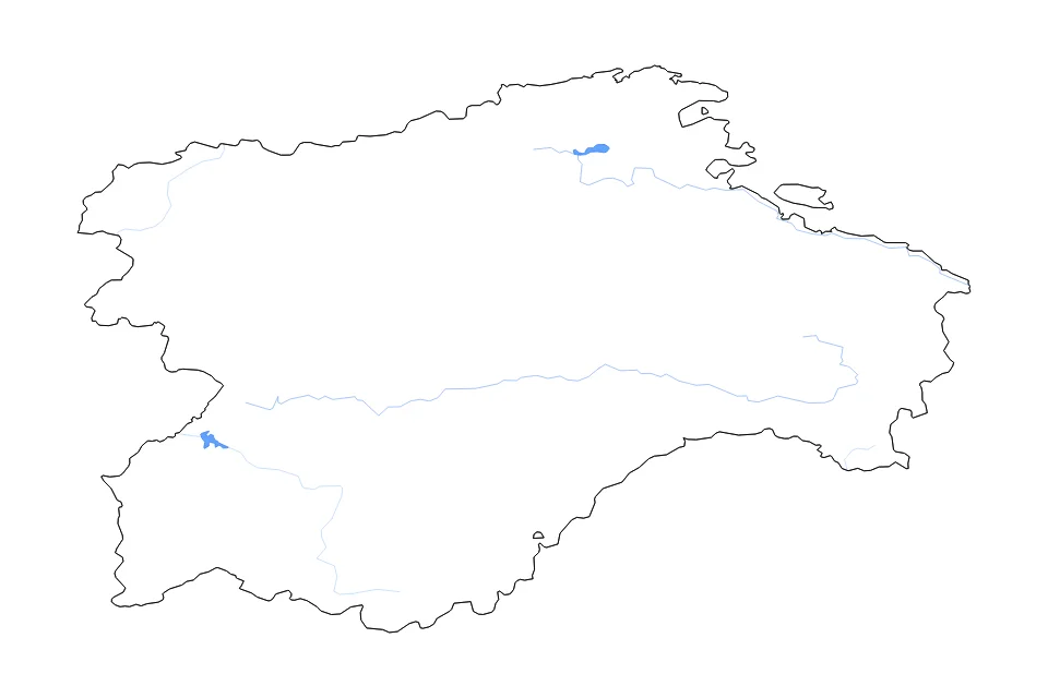 Mapa de Cantabria de tipo contorno, lagos y ríos para Europa, con contorno, lagos y ríos con elementos de agua como Embalse del Ebro y Embalse de Almendra.