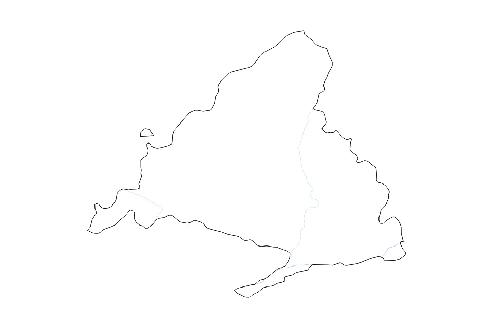 Carte de Madrid de type contour et rivières pour Europe, montrant contour et rivières avec des limites nettes.