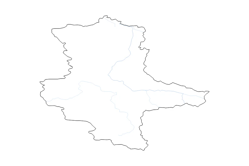 Mapa de Saxony Anhalt de tipo contorno y ríos para Europa, con contorno y ríos con límites limpios.