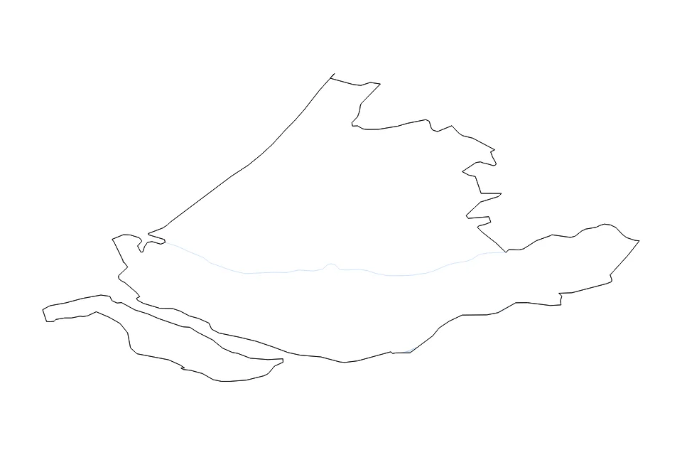 Mapa de South Holland de tipo contorno y ríos para Europa, con contorno y ríos con límites limpios.