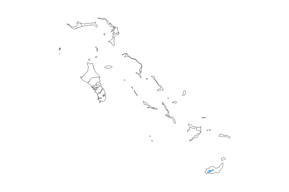 Mapa de Bahamas de tipo contorno, subdivisiones y lagos para América del Norte, con contorno, subdivisiones y lagos con elementos de agua como Lake Rosa.