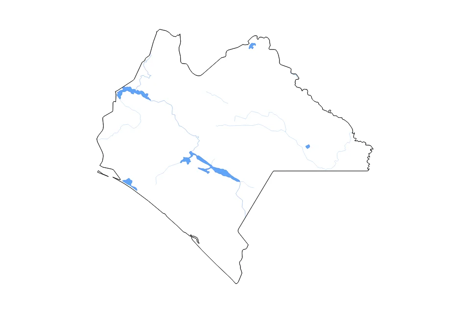 Mapa de Chiapas de tipo contorno, lagos y ríos para América del Norte, con contorno, lagos y ríos con elementos de agua como Presa Dr. Belisario Dominguez, Presa Nezahualcóyotl, y Laguna la Pampita Cabeza de Toro.