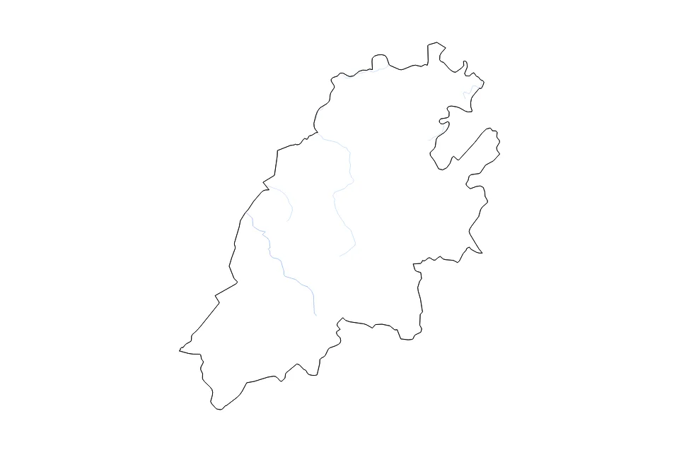 Outline map of Hidalgo with subdivision borders and rivers.