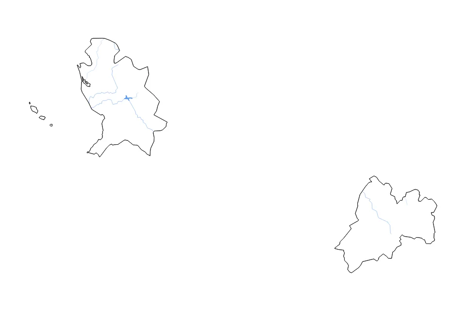 Outline map of Nayarit with subdivision borders and major lakes and rivers.
