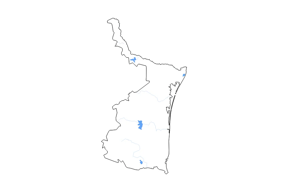 Mapa de Tamaulipas de tipo contorno, lagos y ríos para América del Norte, con contorno, lagos y ríos con elementos de agua como Presa Derivadora la Patria es Primero, Presa Marte Rodolfo Gómez, y Presa Ramiro Caballero.