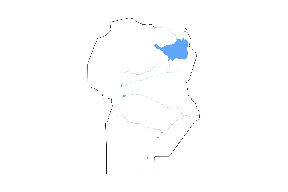 Mapa de Cordoba Argentina de tipo contorno, lagos y ríos para América del Sur, con contorno, lagos y ríos con elementos de agua como Laguna Mar Chiquita, Embalse del Río Tercero, y Laguna Beltrán.