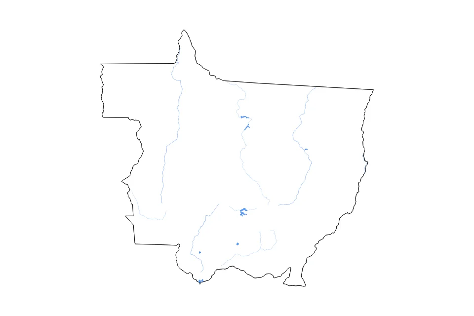 Carte de Mato Grosso de type contour, lacs et rivières pour Amérique du Sud, montrant contour, lacs et rivières avec des éléments hydrographiques comme Represa do Rio Manso, Reservatório da Usina Hidrelétrica de Colíder, et Reservatório da Usina Hidrelétrica de Sinop.