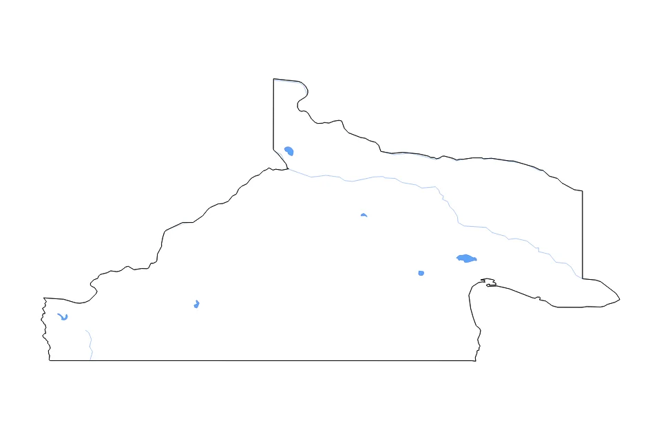 Mapa de Rio Negro de tipo contorno, lagos y ríos para América del Sur, con contorno, lagos y ríos con elementos de agua como Salina del Gualicho, Lago Pellegrini, y Laguna Curicó.