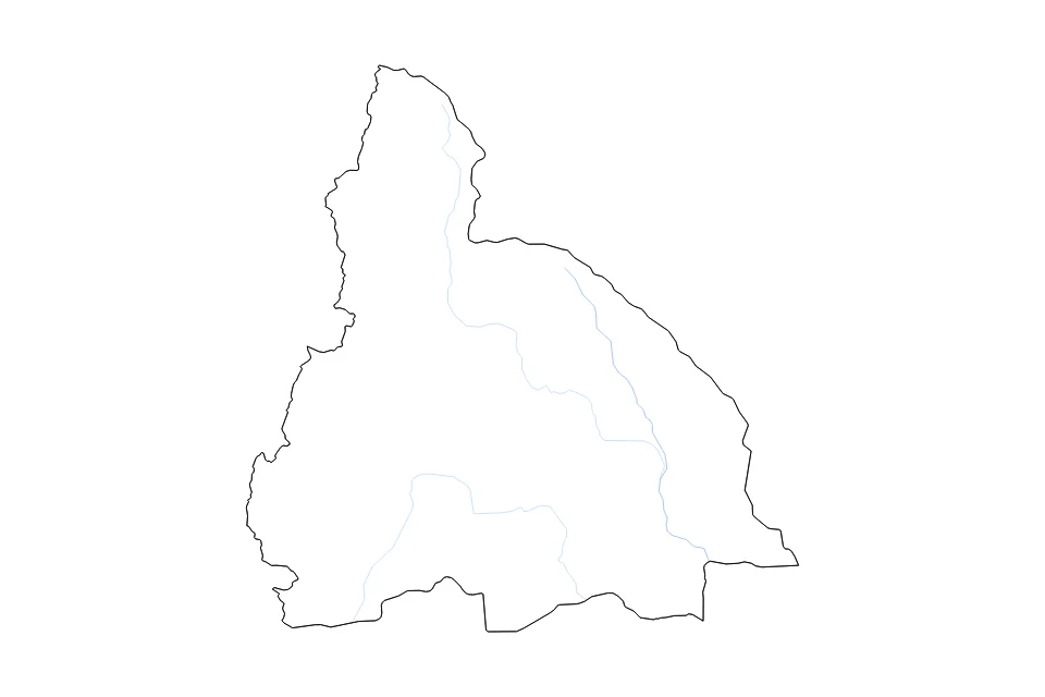 Mapa de San Juan Argentina de tipo contorno y ríos para América del Sur, con contorno y ríos con límites limpios.