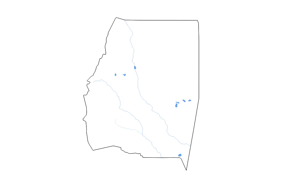 Mapa de Santiago Del Estero de tipo contorno, lagos y ríos para América del Sur, con contorno, lagos y ríos con elementos de agua como Lagunas Saladas, Laguna El Mojón Colorado, y Embalse Los Figueroa, Embalse del Km. 0.