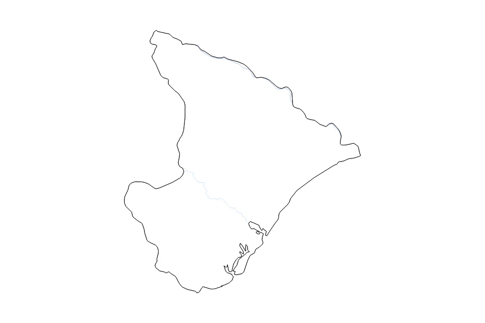 Mapa de Sergipe de tipo contorno y ríos para América del Sur, con contorno y ríos con límites limpios.