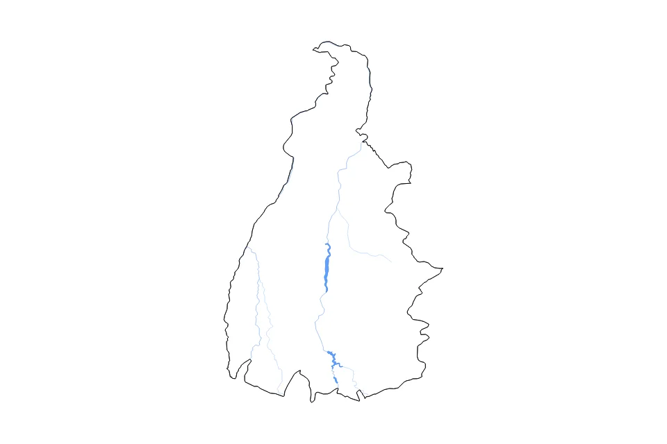Mapa de Tocantins de tipo contorno, lagos y ríos para América del Sur, con contorno, lagos y ríos con elementos de agua como Lago da Usina Hidrelétrica Luís Eduardo Magalhães, Reservatório de Peixe-Angica, y Represa São Salvador.