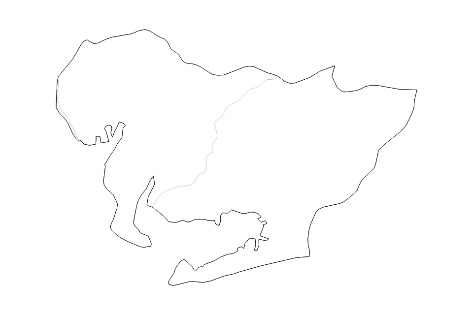 Mapa de Aichi de tipo contorno y ríos para Asia, con contorno y ríos con límites limpios.