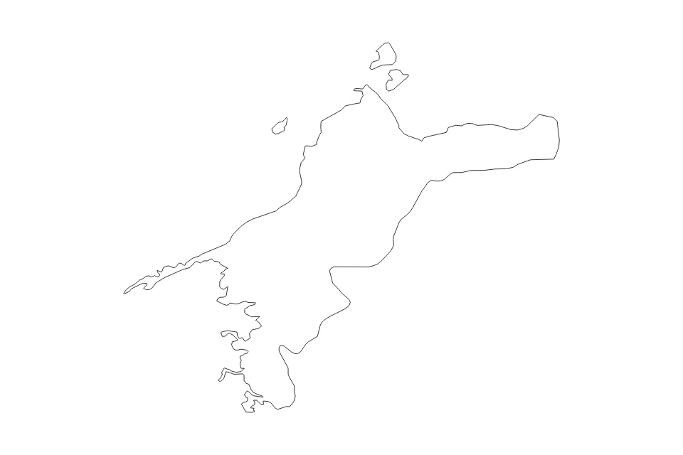 Carte de Ehime de type contour pour Asie, montrant contour avec des limites nettes.