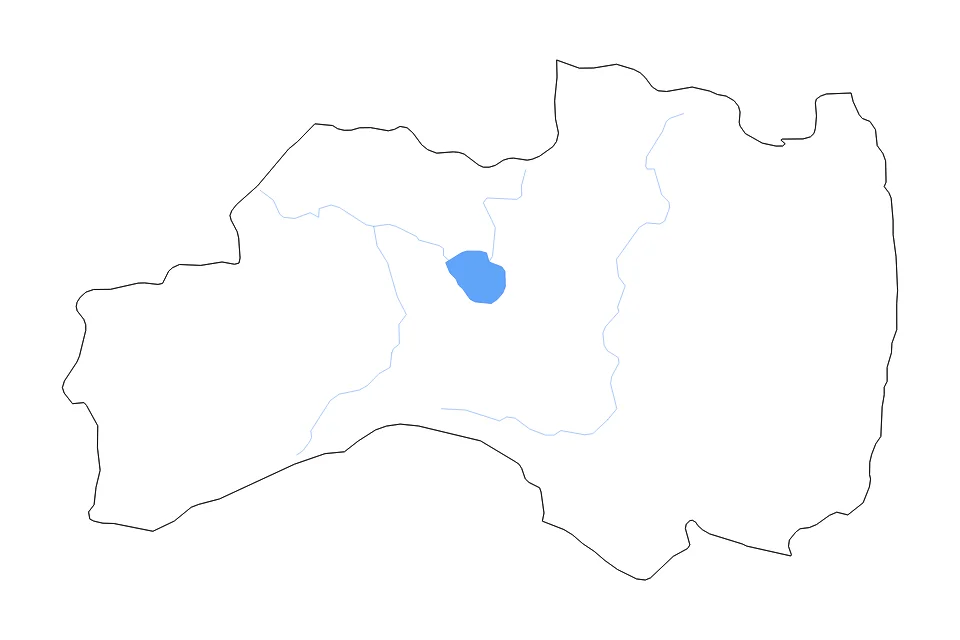 Mapa de Fukushima de tipo contorno, lagos y ríos para Asia, con contorno, lagos y ríos con elementos de agua como Inawashiro Ko.