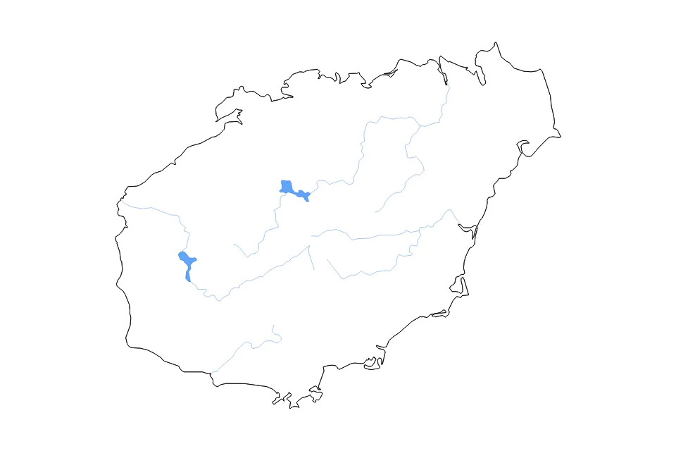 Mapa de Hainan de tipo contorno, lagos y ríos para Asia, con contorno, lagos y ríos con elementos de agua como Songtao Shuiku y Daguangba Shuiku.