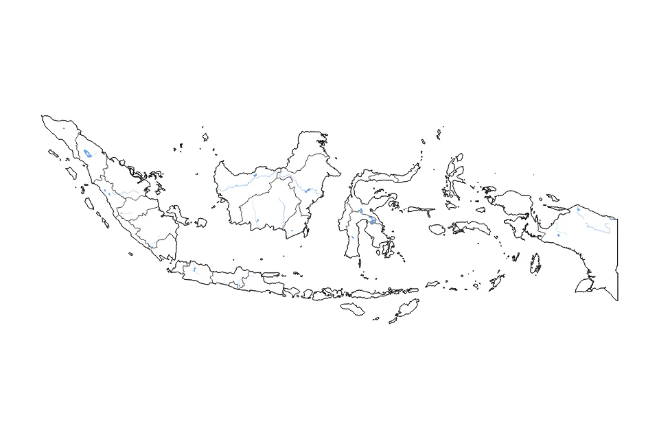 Carte de Indonesia de type contour, subdivisions, lacs et rivières pour Asie, montrant contour, subdivisions, lacs et rivières avec des éléments hydrographiques comme Danau Toba, Danau Towuti, et Danau Poso.