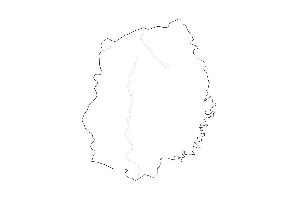 Carte de Iwate de type contour et rivières pour Asie, montrant contour et rivières avec des limites nettes.