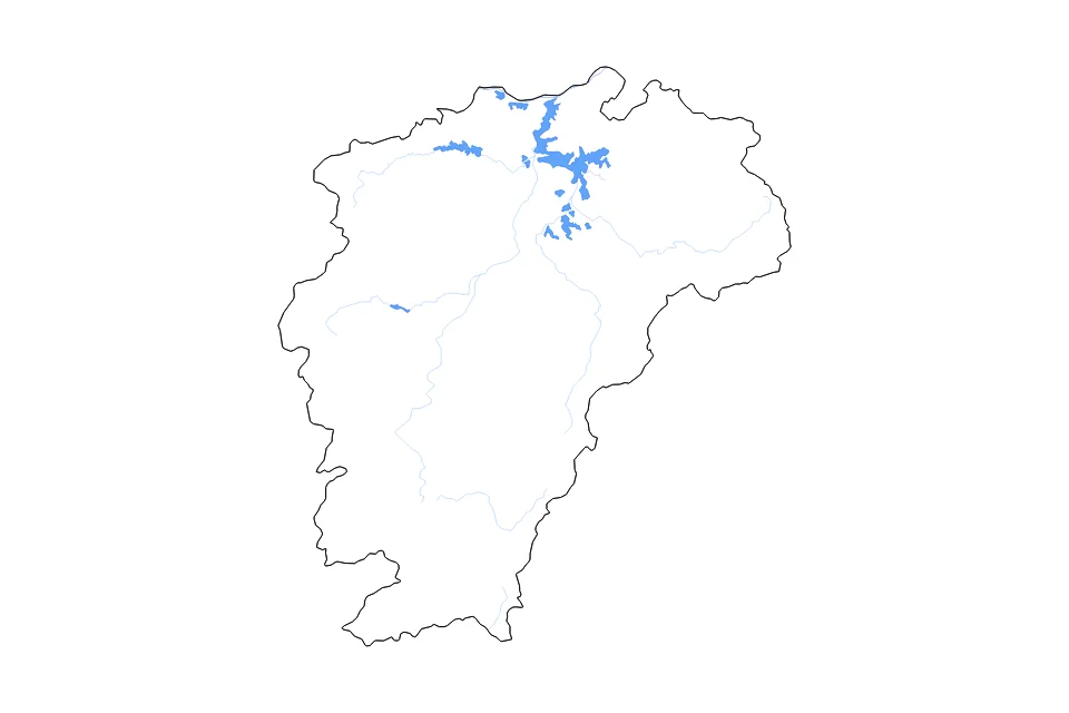 Mapa de Jiangxi de tipo contorno, lagos y ríos para Asia, con contorno, lagos y ríos con elementos de agua como Poyang Hu, Zhelin Shuiku, y Junshan Hu.