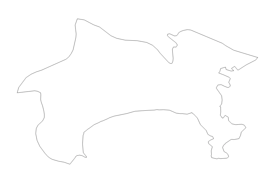 Mapa de Kanagawa de tipo contorno para Asia, con contorno con límites limpios.