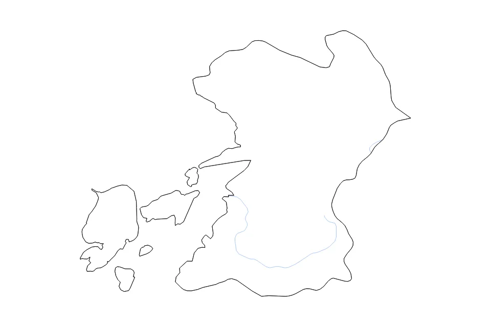 Carte de Kumamoto de type contour et rivières pour Asie, montrant contour et rivières avec des limites nettes.