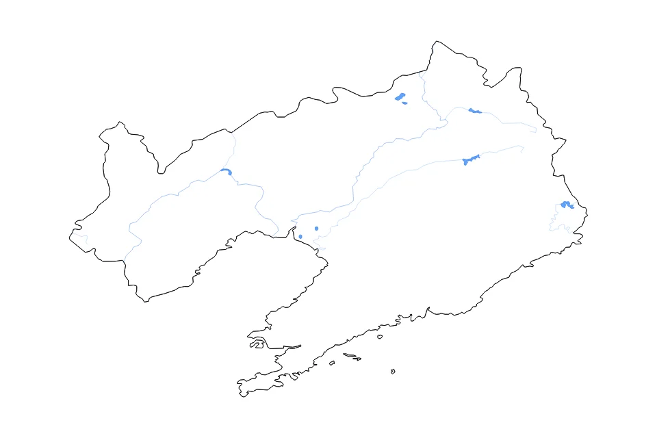Mapa de Liaoning de tipo contorno, lagos y ríos para Asia, con contorno, lagos y ríos con elementos de agua como Dahuofang Shuiku, Hengren Shuiku, y Xi Paozi.