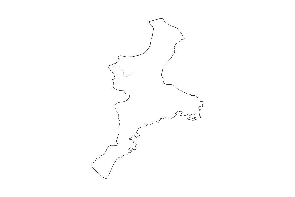 Mapa de Mie de tipo contorno y ríos para Asia, con contorno y ríos con límites limpios.