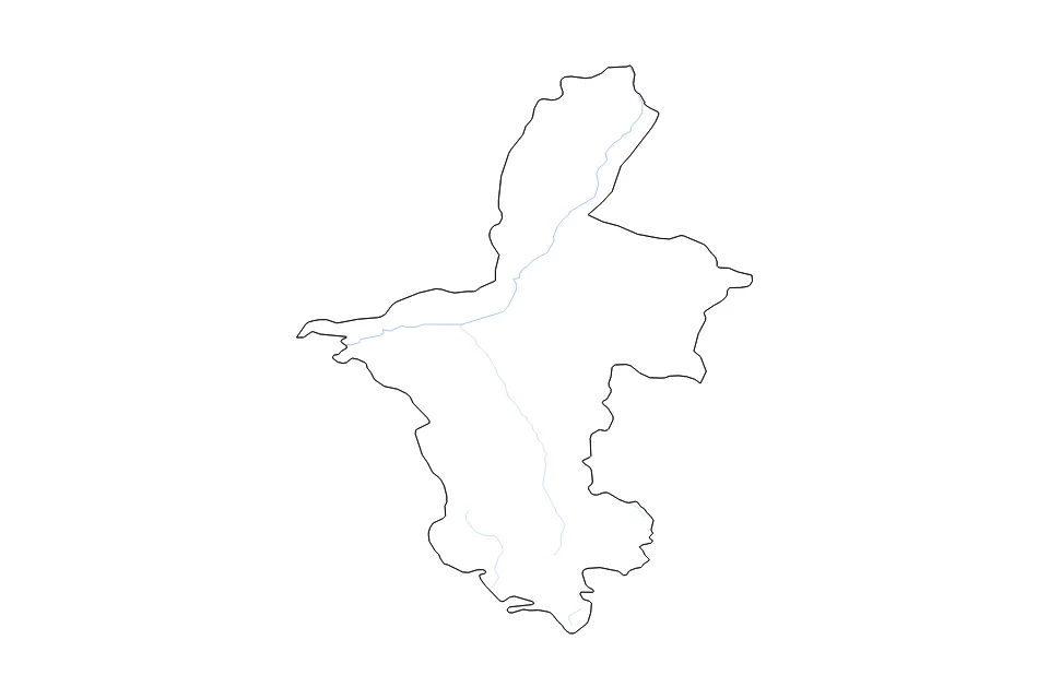 Outline map of Ningxia with subdivision borders and rivers.