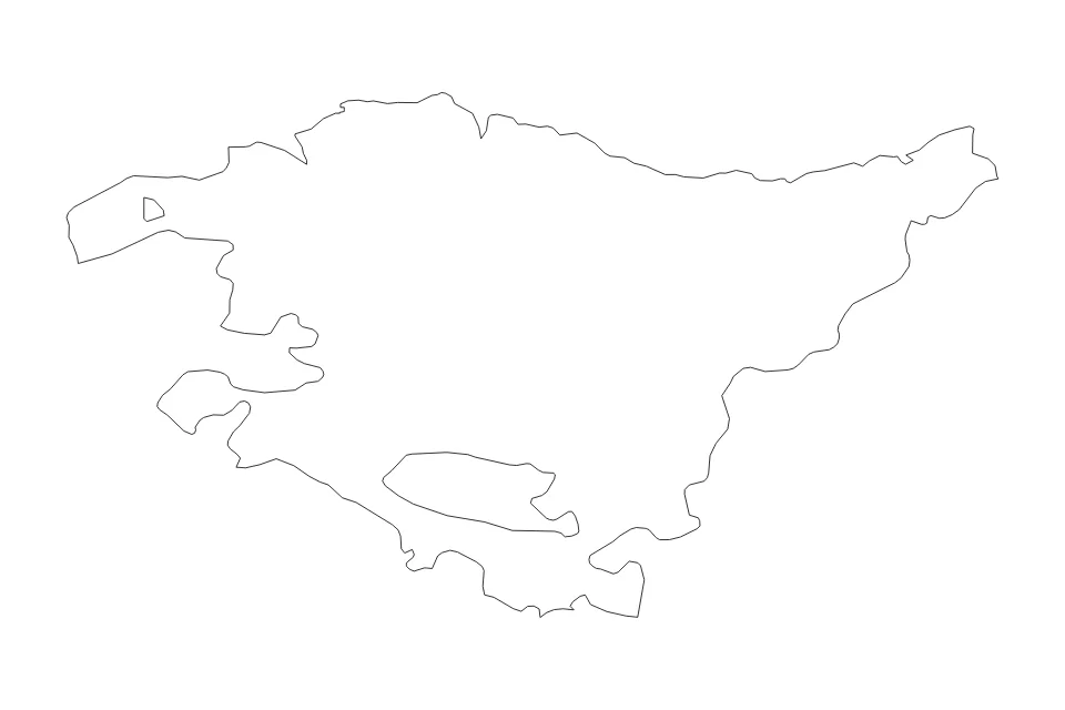 Mapa de Basque Country de tipo contorno para Europa, con contorno con límites limpios.