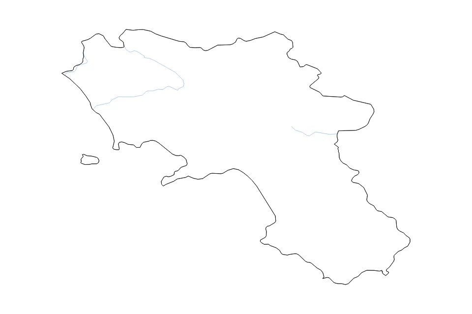 Mapa de Campania de tipo contorno y ríos para Europa, con contorno y ríos con límites limpios.
