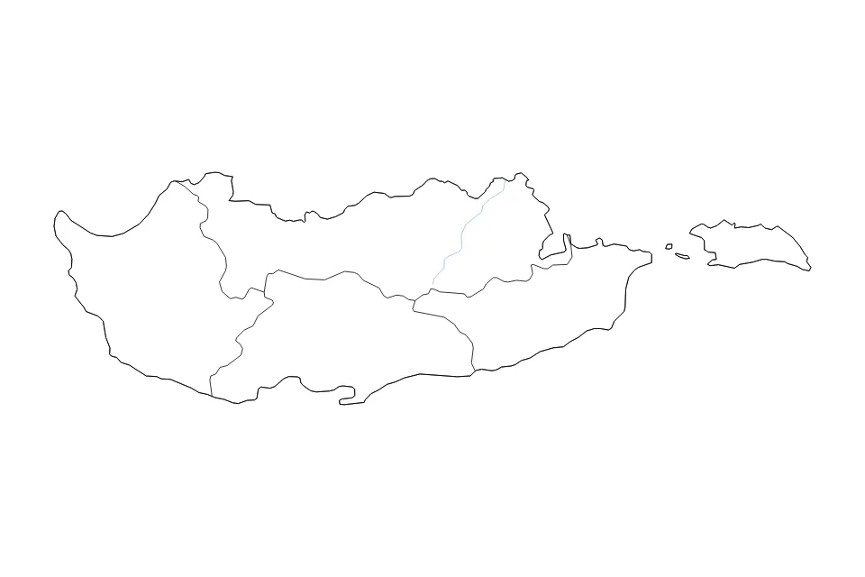 Mapa de Cyprus de tipo contorno, subdivisiones y ríos para Europa, con contorno, subdivisiones y ríos con límites limpios.