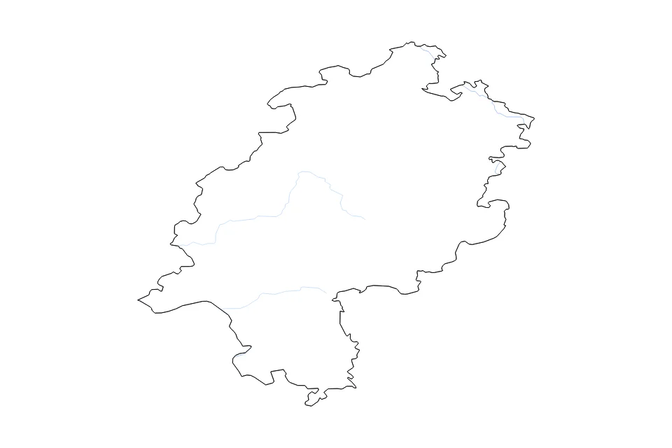 Carte de Hesse de type contour et rivières pour Europe, montrant contour et rivières avec des limites nettes.