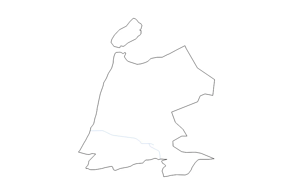 Carte de North Holland de type contour et rivières pour Europe, montrant contour et rivières avec des limites nettes.