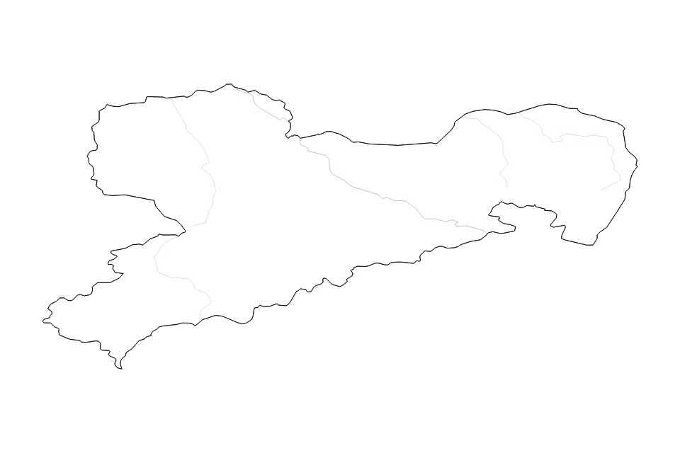 Mapa de Saxony de tipo contorno y ríos para Europa, con contorno y ríos con límites limpios.
