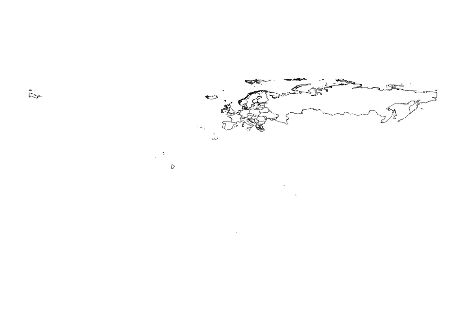 Mapa de Europe de tipo contorno y subdivisiones para World, con contorno y subdivisiones con límites limpios.