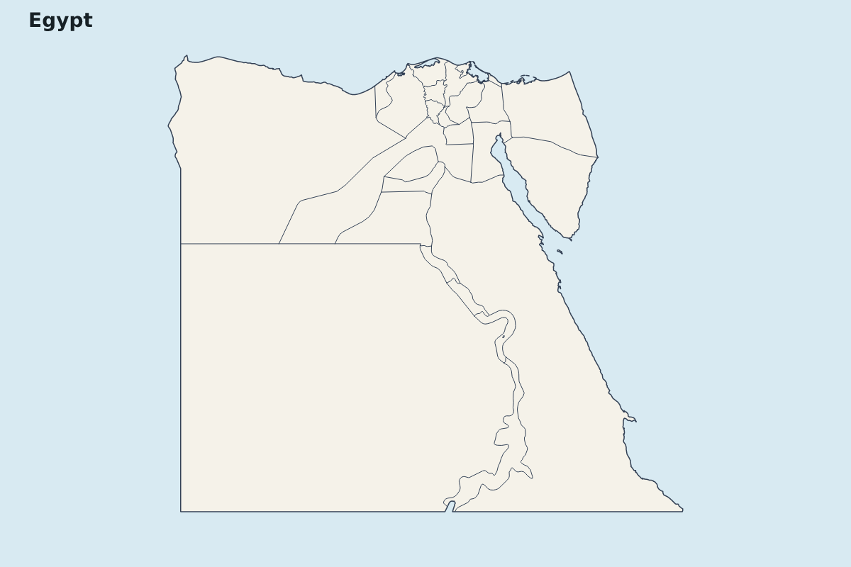 Mapa de resaltado de Egypt con límites administrativos internos.