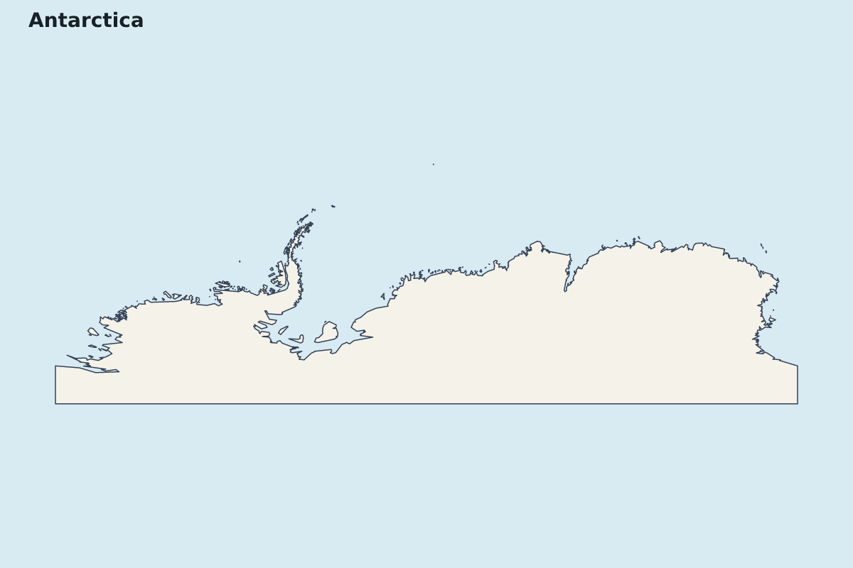 Highlight map of Antarctica with internal administrative boundaries.