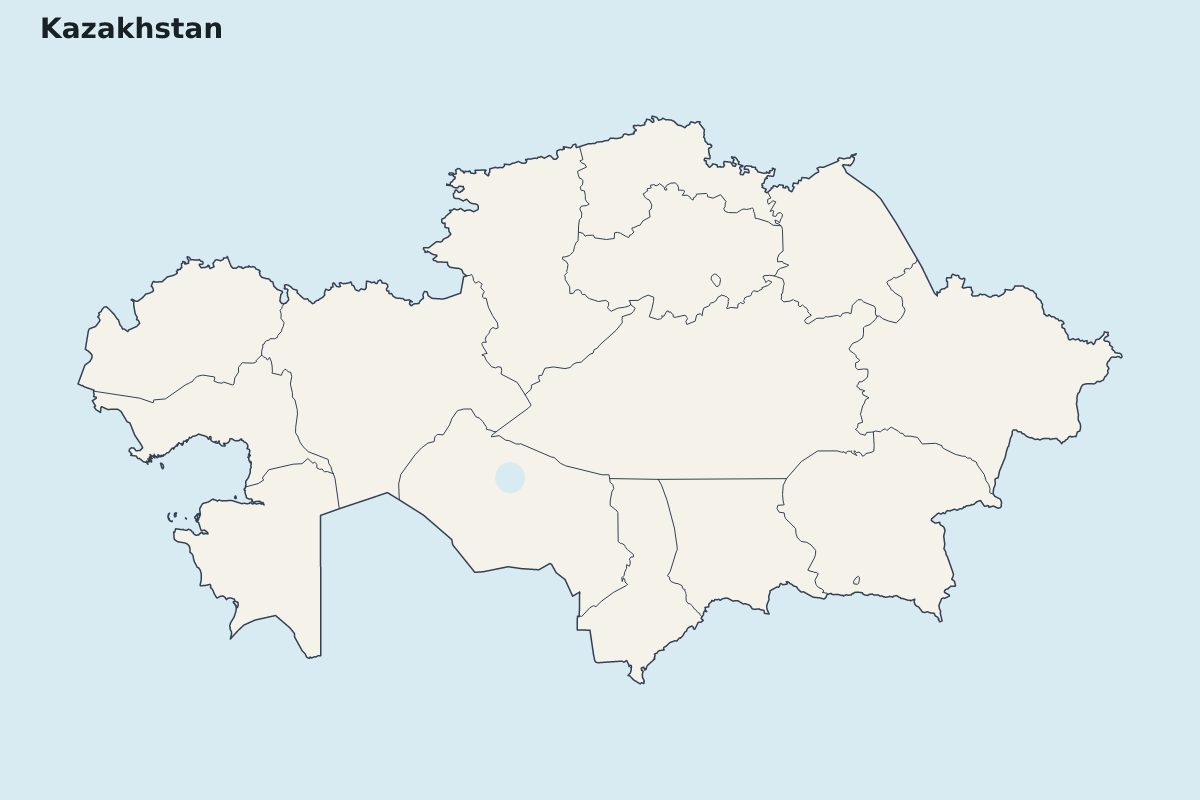 Carte de mise en évidence de Kazakhstan avec limites administratives internes.