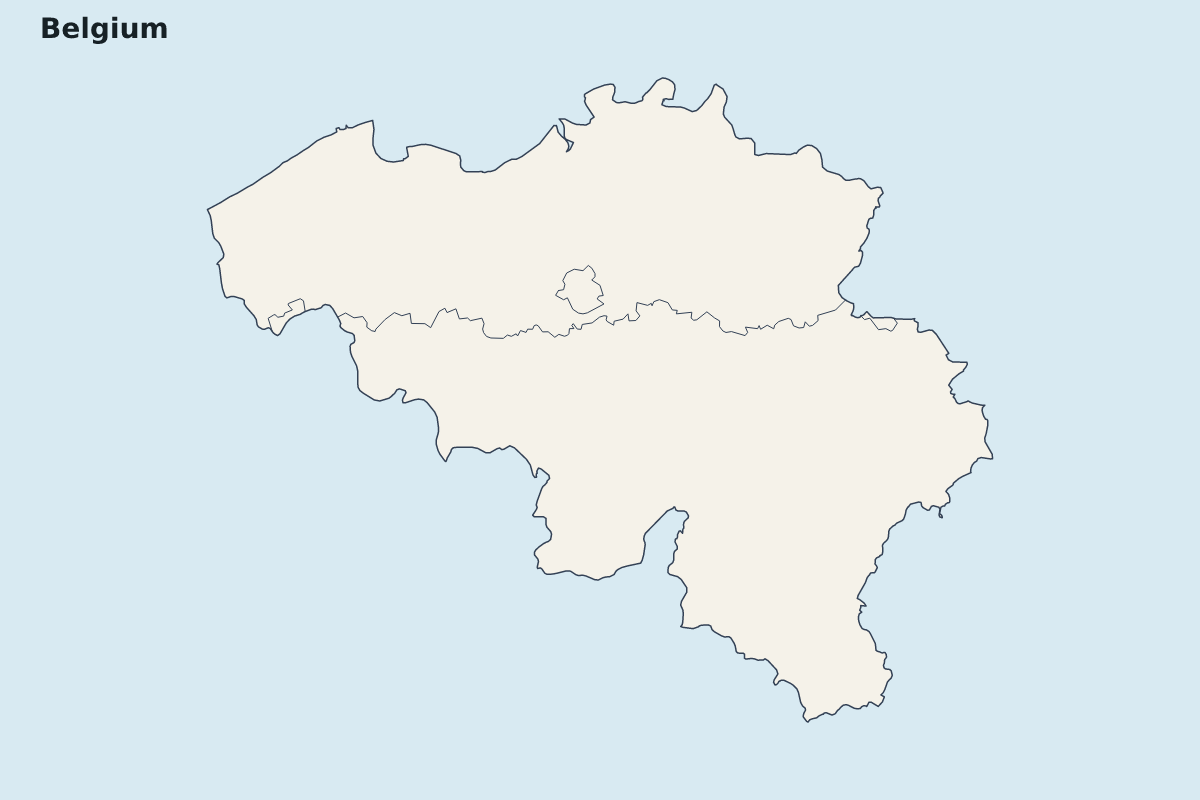 Carte de mise en évidence de Belgium avec limites administratives internes.