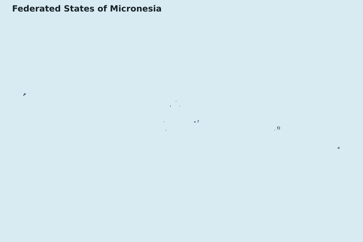 Mapa de resaltado de Federated States of Micronesia con límites administrativos internos.