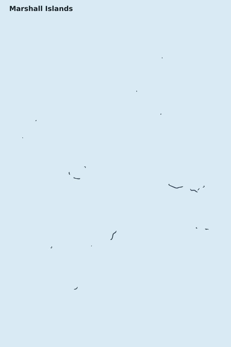 Mapa de resaltado de Marshall Islands con límites administrativos internos.